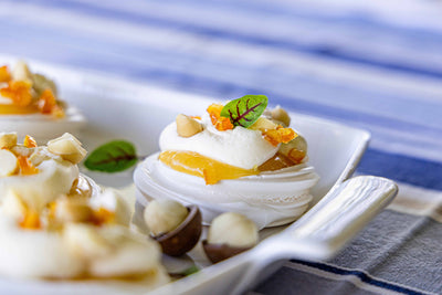 Lemon Golden Crunch Macadamia Meringues